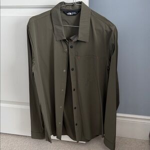 North Face - Olive Green Button-Up Hiking Shirt